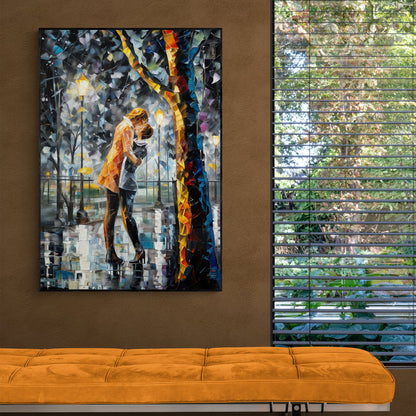 Canvas print Kaleidoscope Kiss by Tailored Canvases, mosaic couple kissing under lamp canvas on Tampa Home & Garden Store
