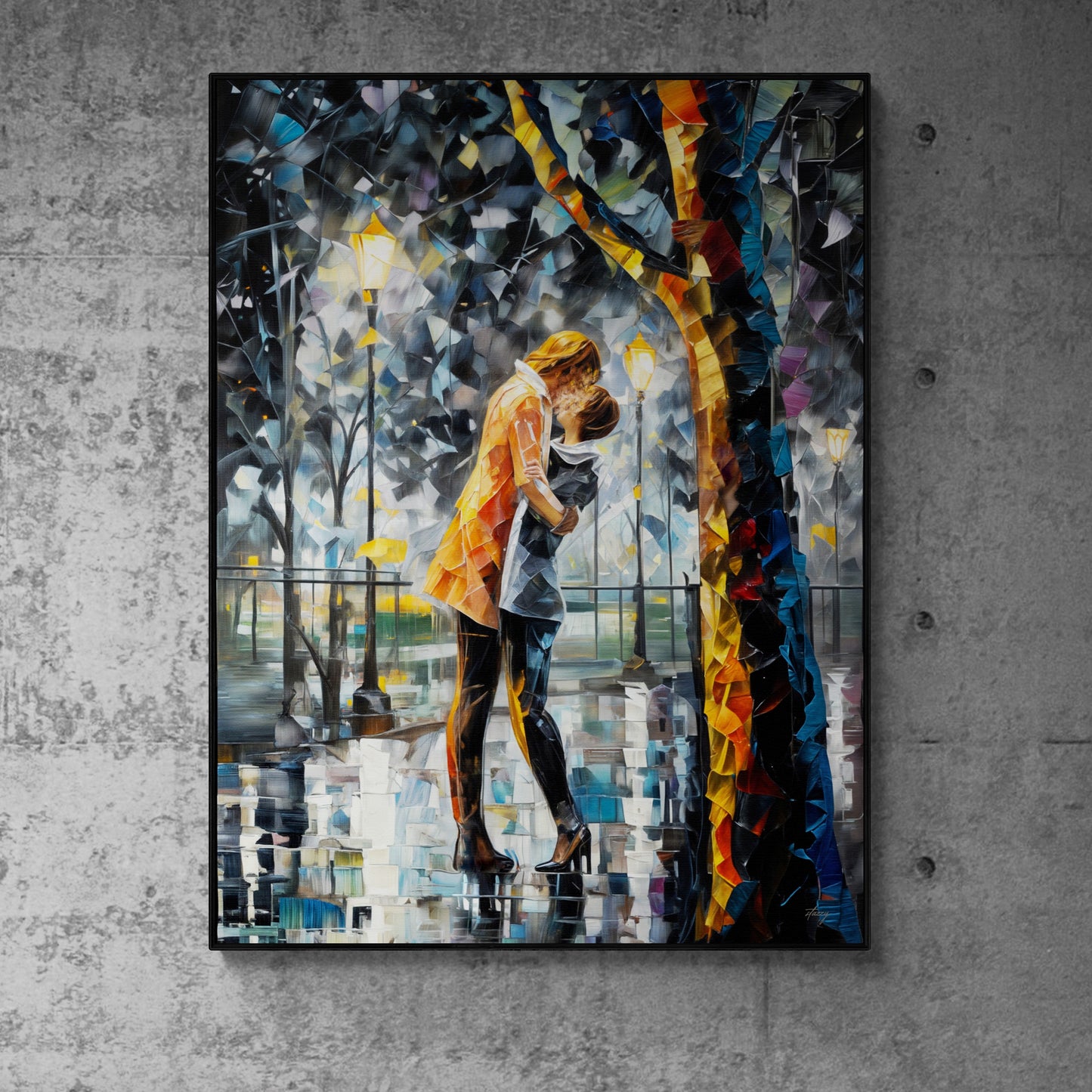 Framed canvas print Kaleidoscope Kiss by Tailored Canvases; mosaic-style colors on Tampa Home & Garden Store