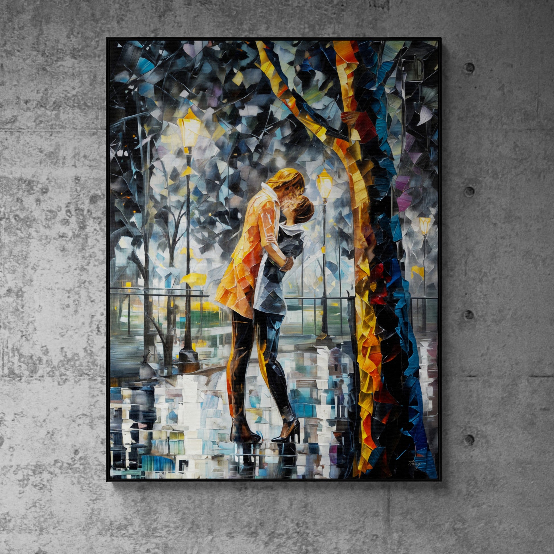 Framed canvas print Kaleidoscope Kiss by Tailored Canvases; mosaic-style colors on Tampa Home & Garden Store