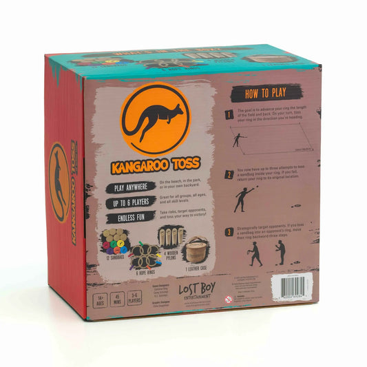 Kangaroo Toss Ring Toss Game box by Lost Boy Entertainment with orange kangaroo and teal top on Tampa Home & Garden Store