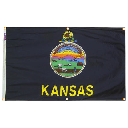 Kansas Flag with Grommets Along the Edges for Wall Hanging - Tampa Home & Garden Store