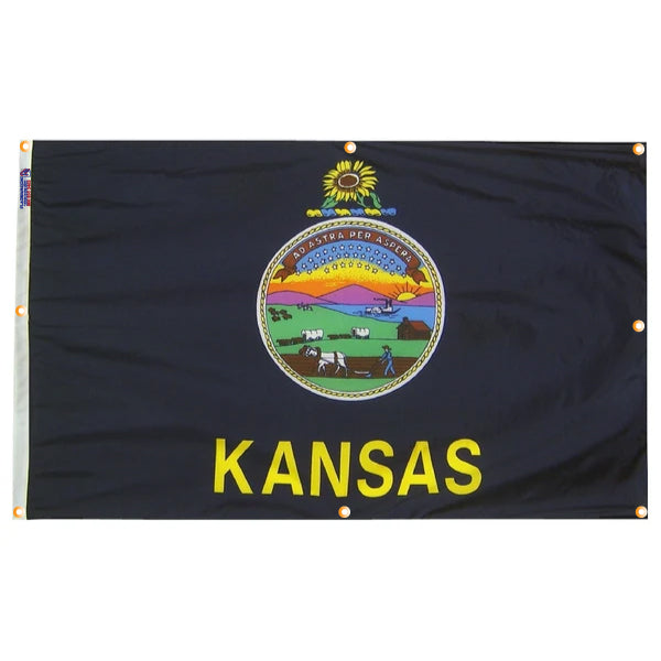Kansas Flag with Grommets Along the Edges for Wall Hanging - Tampa Home & Garden Store