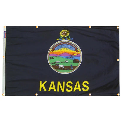Kansas Flag with Grommets Along the Edges for Wall Hanging - Tampa Home & Garden Store