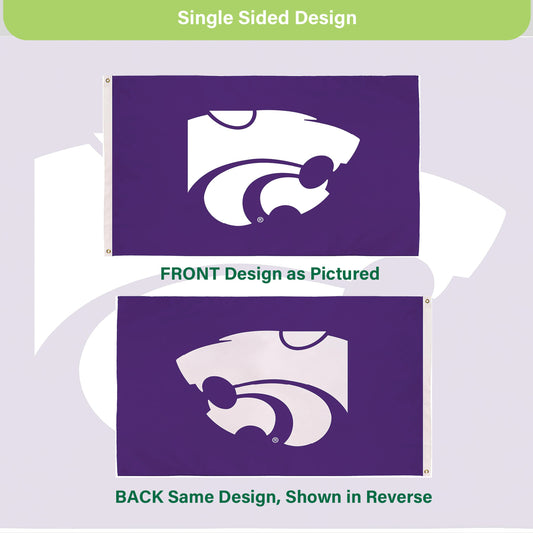 Kansas State University Single Sided Estate Flag with 2 Grommets, 3'x5' - Tampa Home & Garden Store
