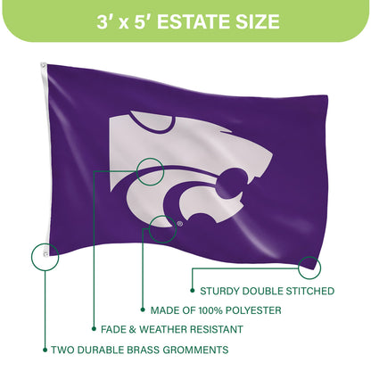Kansas State University Single Sided Estate Flag with 2 Grommets, 3'x5' - Tampa Home & Garden Store