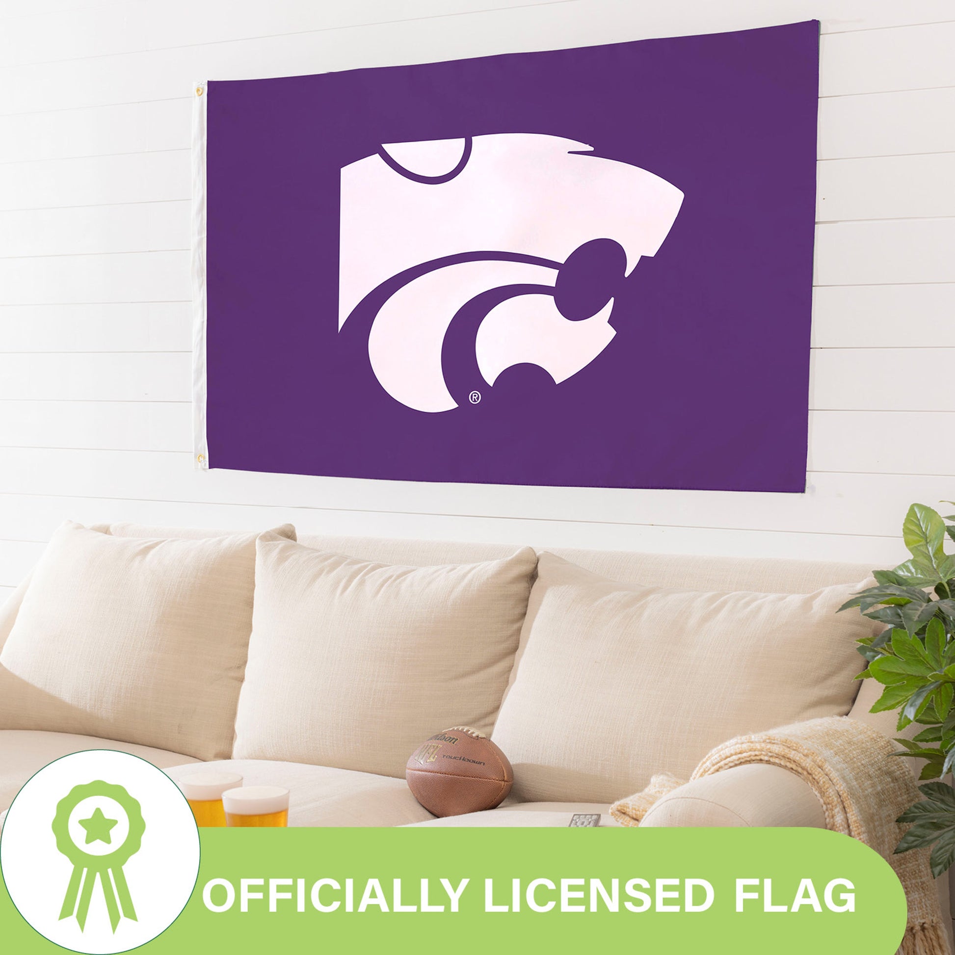 Kansas State University Single Sided Estate Flag with 2 Grommets, 3'x5' - Tampa Home & Garden Store