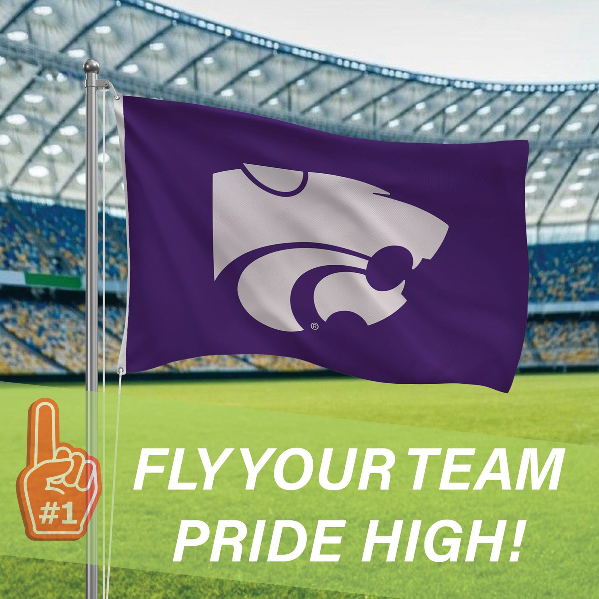 Kansas State University Single Sided Estate Flag with 2 Grommets, 3'x5' - Tampa Home & Garden Store