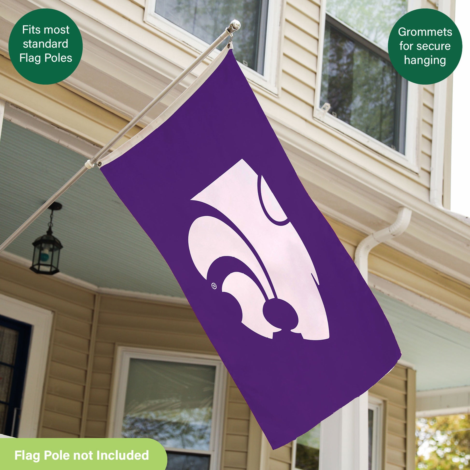 Kansas State University Single Sided Estate Flag with 2 Grommets, 3'x5' - Tampa Home & Garden Store