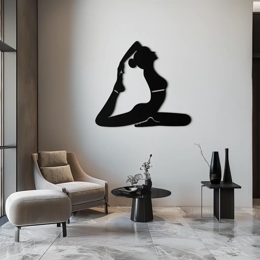 Kapotasana Pose Silhouette Metal Wall Art – Yoga-Inspired Minimalist Decor- KAF384 - Tampa Home & Garden Store