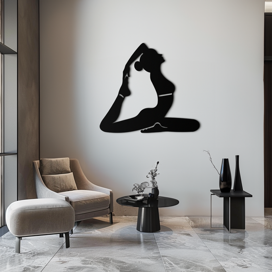 Kapotasana Pose Silhouette Metal Wall Art – Yoga-Inspired Minimalist Decor- KAF384 - Tampa Home & Garden Store