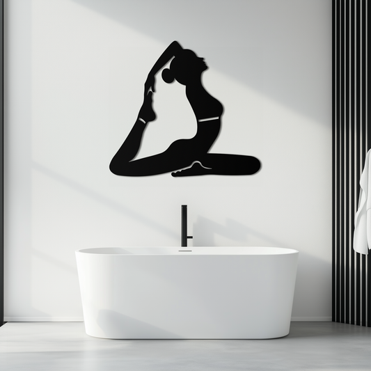 Kapotasana Pose Silhouette Metal Wall Art – Yoga-Inspired Minimalist Decor- KAF384 - Tampa Home & Garden Store