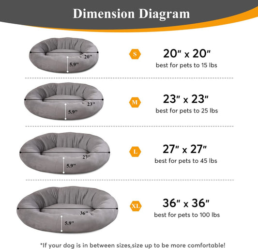 Kasentex Donut Design Round Dog Bed, Anti Slip and Machine Washable - Tampa Home & Garden Store