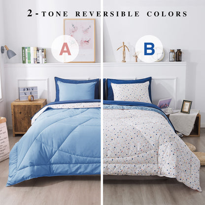Kasentex Juegos de edredón ultrasuave y acogedor reversibles de 5 y 7 piezas, decoración de habitaciones