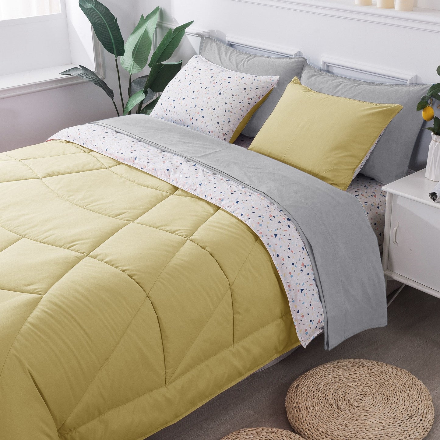 Kasentex Juegos de edredón ultrasuave y acogedor reversibles de 5 y 7 piezas, decoración de habitaciones