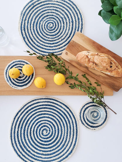 Kata Spiral Placemat - Blue (Set of 4) - Tampa Home & Garden Store