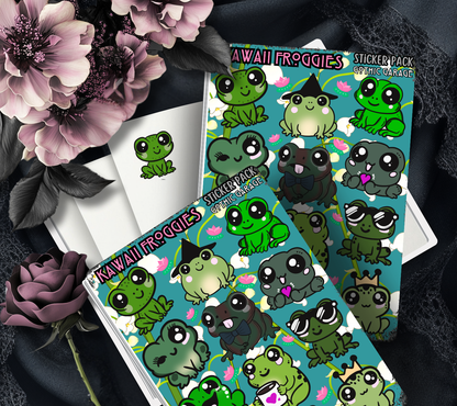 Kawaii Froggies Sticker Sheet – Cute Frog Vinyl Stickers for Journals, Scrapbooking & Laptops - Tampa Home & Garden Store