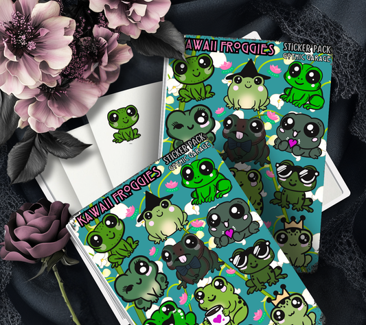 Kawaii Froggies Sticker Sheet – Cute Frog Vinyl Stickers for Journals, Scrapbooking & Laptops - Tampa Home & Garden Store