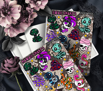 Kawaii Snakes Sticker Sheet- Goth Cutie Creepers - Tampa Home & Garden Store
