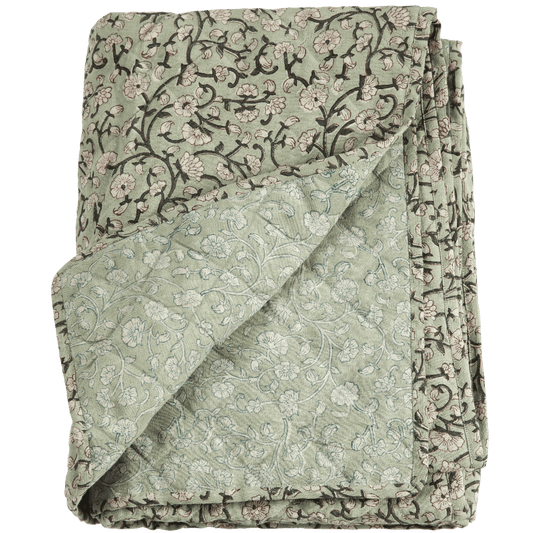 Keya Linen & Cotton Block Print Quilted Coverlet - Tampa Home & Garden Store
