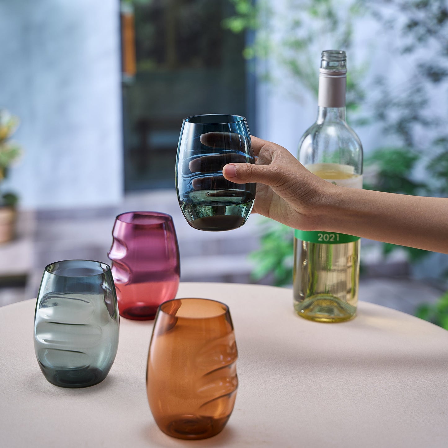 Eze Acrylic Stemless Wine Glasses Set of 4