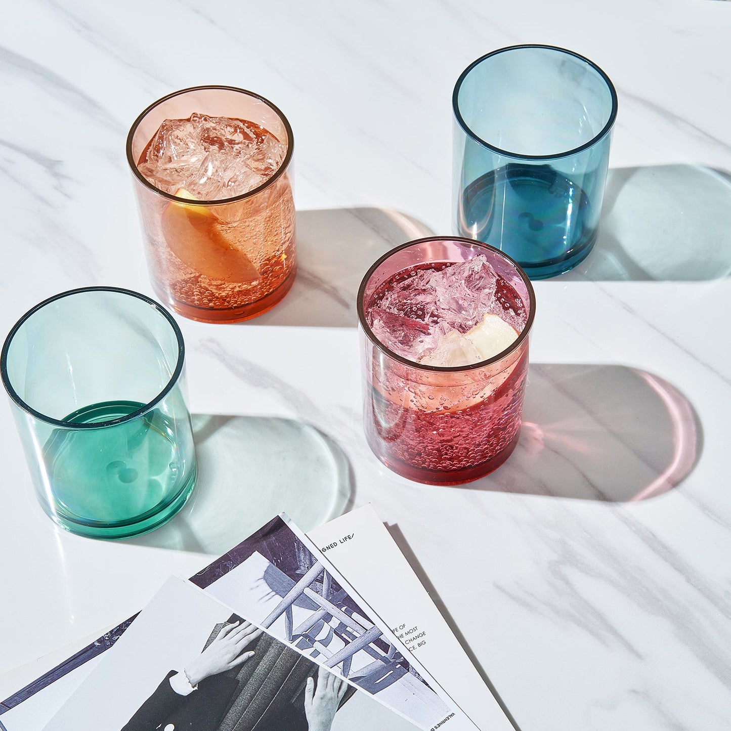 Eze Acrylic Lowball Whiskey Glasses Set of 4