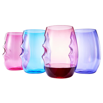 Madrid Acrylic Stemless Wine Glasses Set of Four