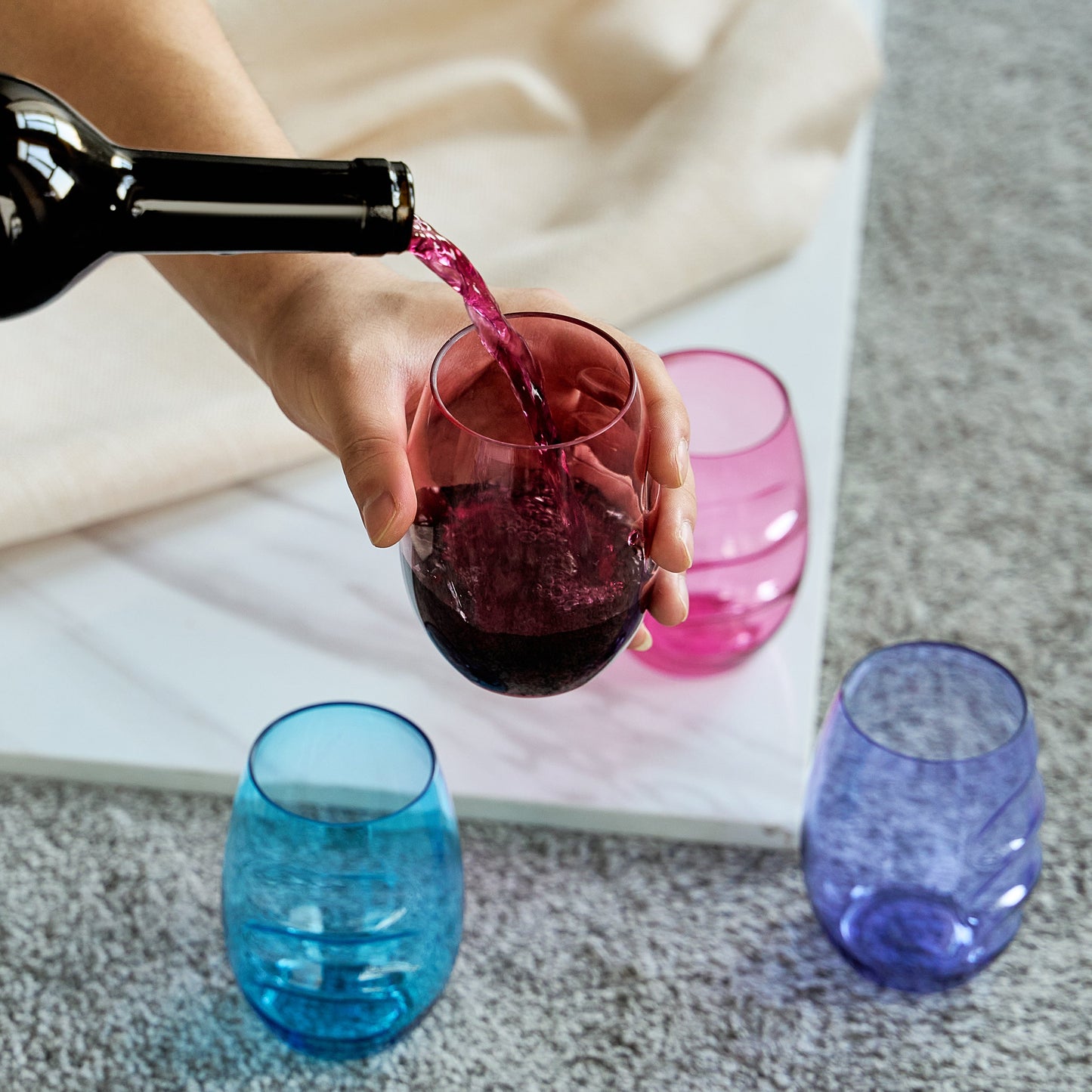 Madrid Acrylic Stemless Wine Glasses Set of Four