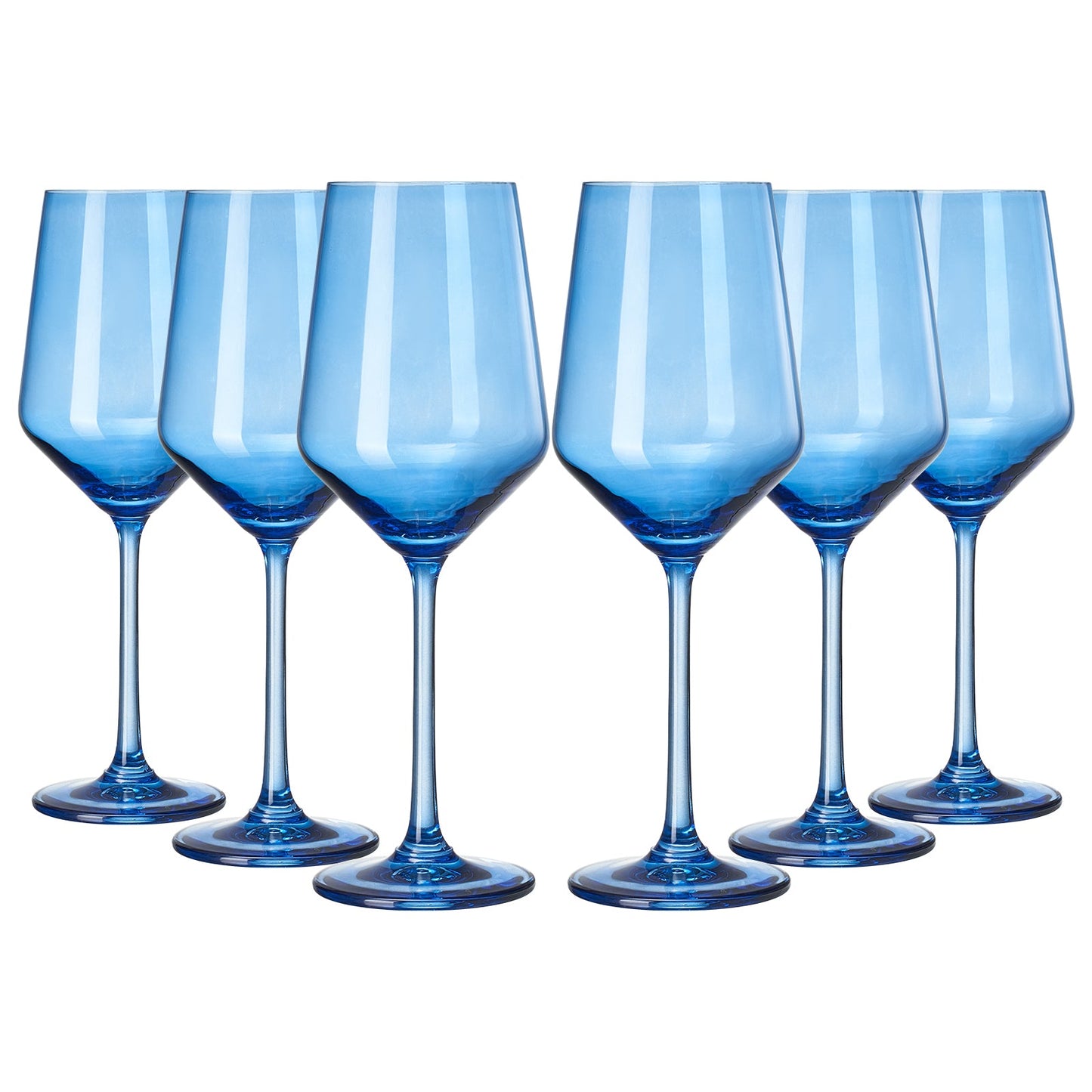 Cobalt Blue Wine Glasses Set of Six 12 Ounce