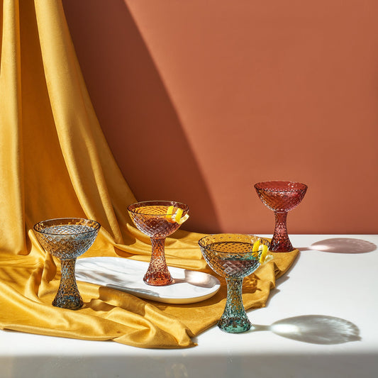 Tonal Crystal Coupe Cocktail Glassware Set of 4