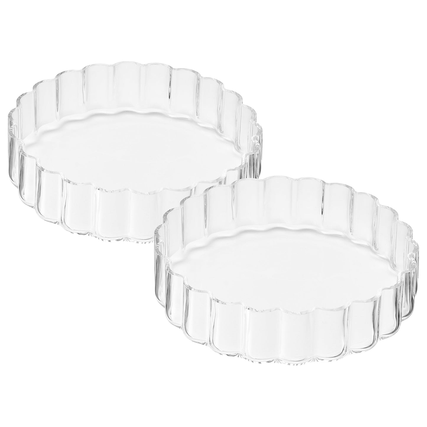 Wave Flower Plate Glassware And Set Of Two