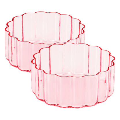 Glass Flower Bowls Set Of Two For Home Decor