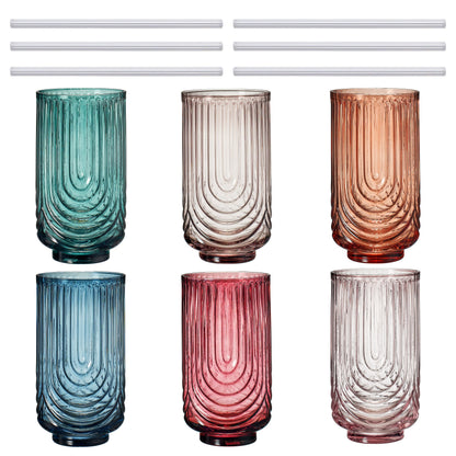 Highball Glassware with Matching Straw Set of 6