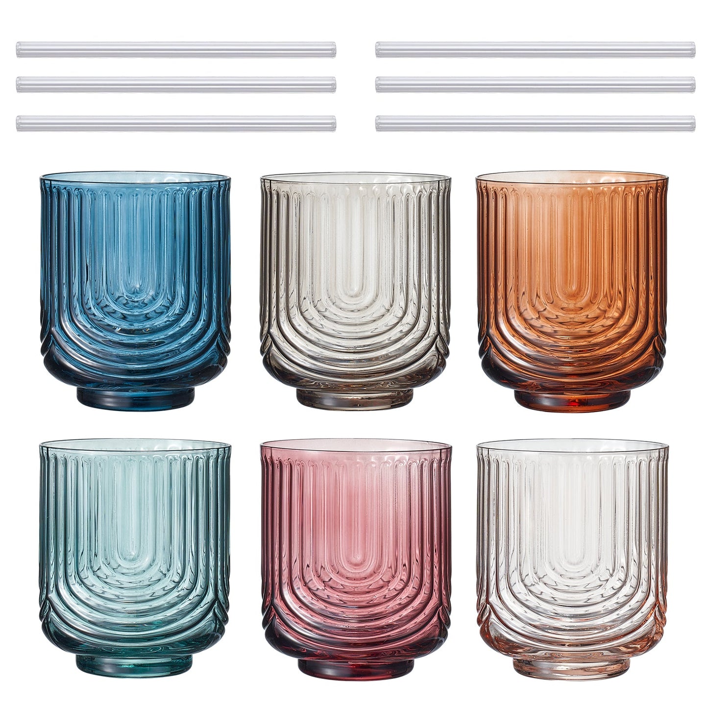 Tonal Lowball Cocktail Glasses and Straws