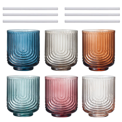 Tonal Lowball Cocktail Glasses and Straws