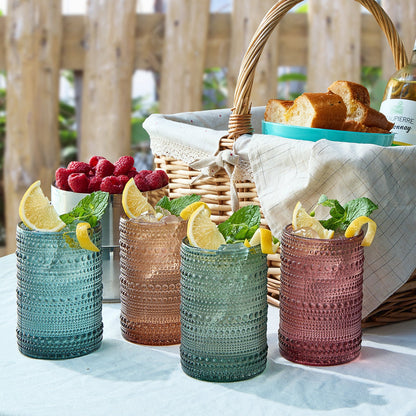 Tonal Hobnail Lowball Glassware Set of Four