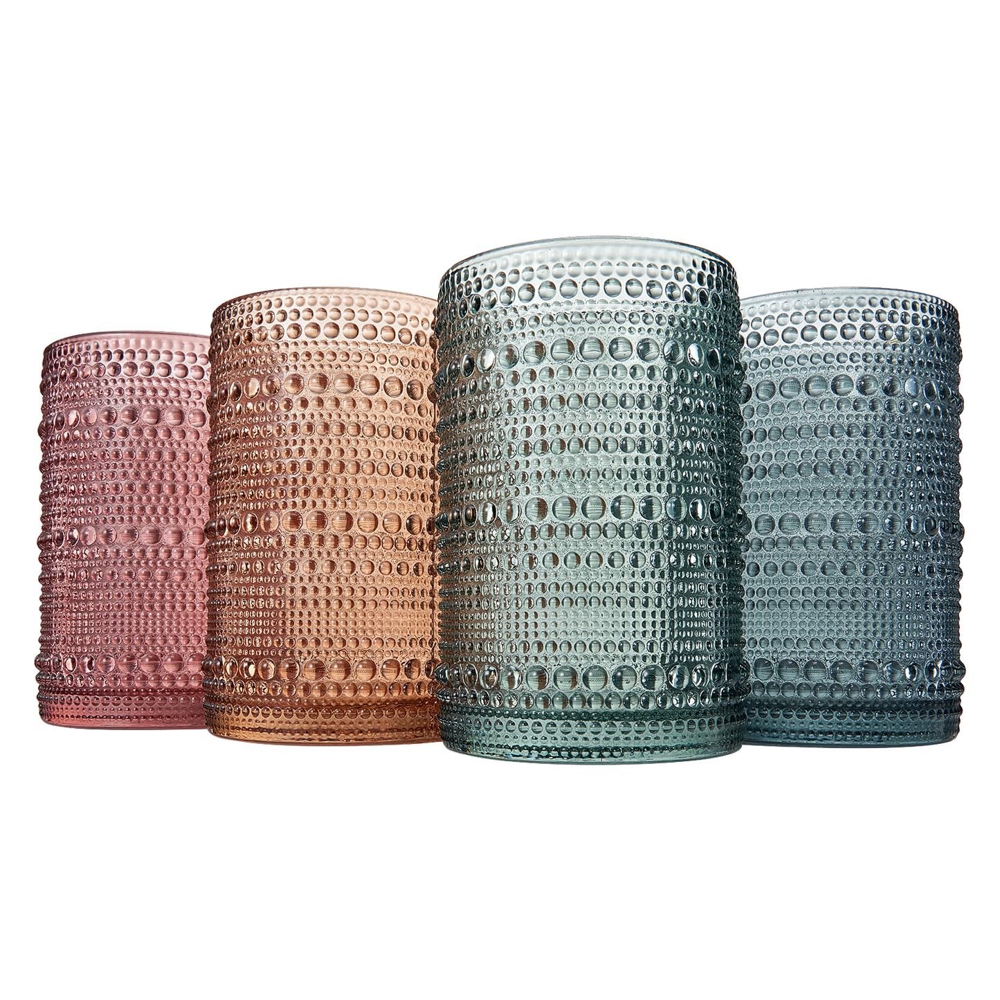 Tonal Hobnail Lowball Glassware Set of Four