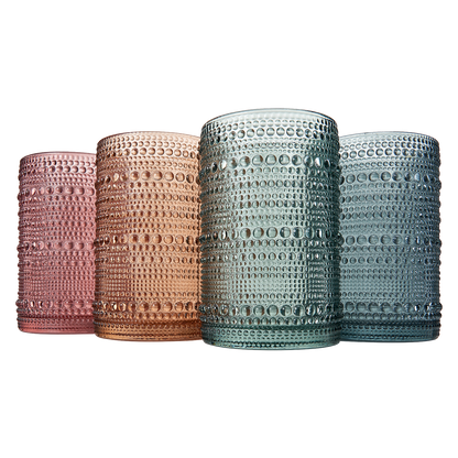 Tonal Hobnail Lowball Glassware Set of Four