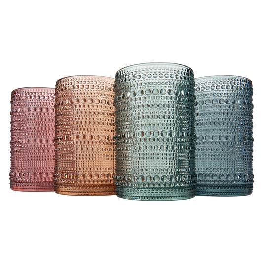 Tonal Hobnail Lowball Glassware Set of Four
