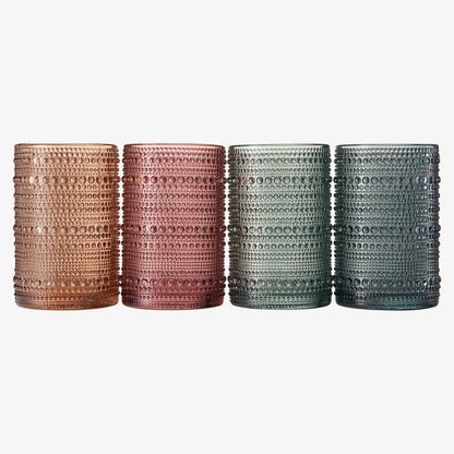 Tonal Hobnail Lowball Glassware Set of Four