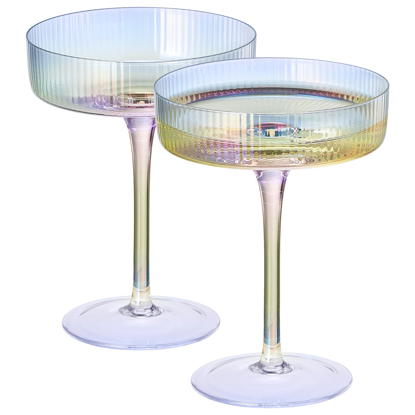 Como Ribbed Iridescent Cocktail Glasses Set of 2