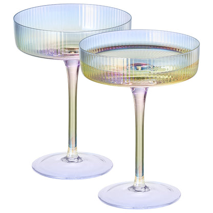 Como Ribbed Iridescent Cocktail Glasses Set of 2