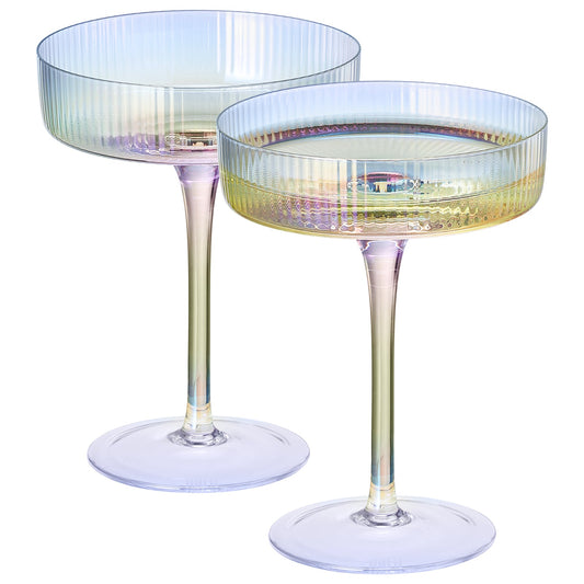 Como Ribbed Iridescent Cocktail Glasses Set of 2