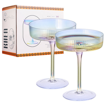Como Ribbed Iridescent Cocktail Glasses Set of 2