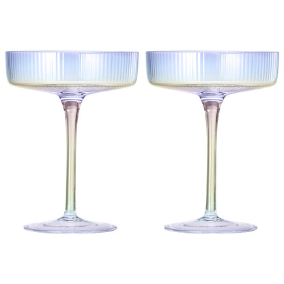 Como Ribbed Iridescent Cocktail Glasses Set of 2