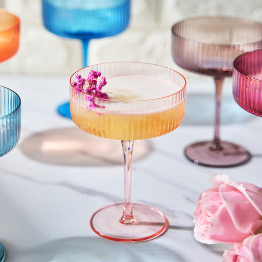 Como Ribbed Champagne Coupe Glassware Set of 6