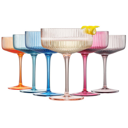 Como Ribbed Champagne Coupe Glassware Set of 6