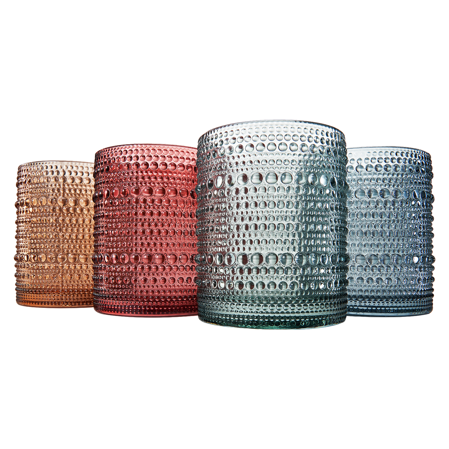 Tonal Hobnail Lowball Glassware Set of Four