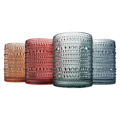 Tonal Hobnail Lowball Glassware Set of Four