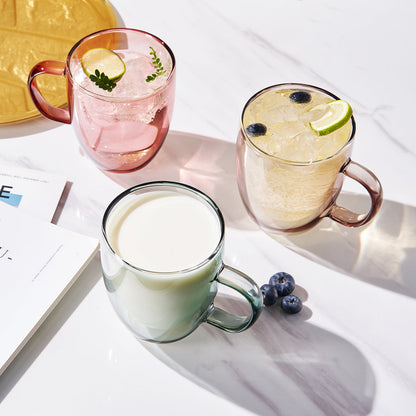 Tonal Double Wall Glass Coffee Mug Set of 6