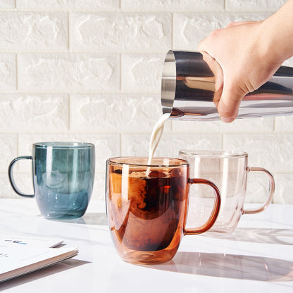 Tonal Double Wall Glass Coffee Mug Set of 6